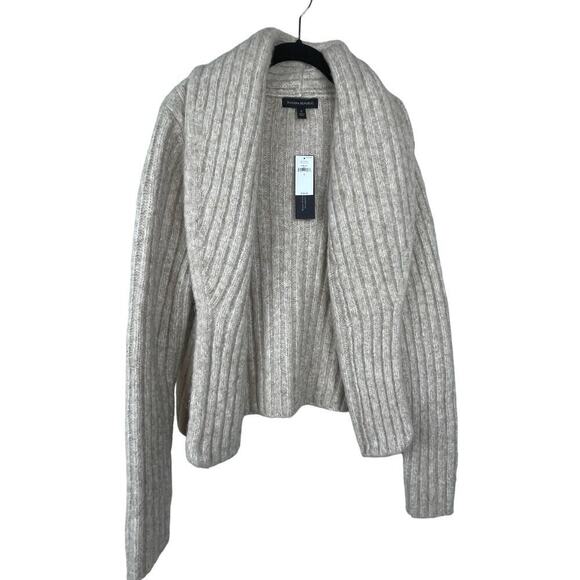 NWT Banana Republic Alpaca Blend‎ Cropped Ribbed Cardigan Sweater Tan - Picture 1 of 8